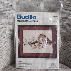 Bucilla Counted Cross-Stitch Kit Tiger 11x14 49806 Wildlife Animal NEW Sealed